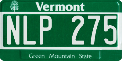 VT license plate NLP275
