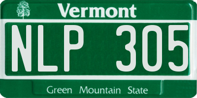 VT license plate NLP305