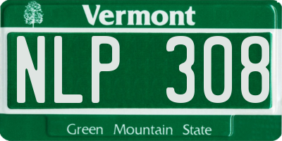 VT license plate NLP308