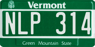 VT license plate NLP314