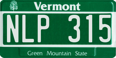 VT license plate NLP315