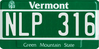 VT license plate NLP316