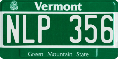 VT license plate NLP356