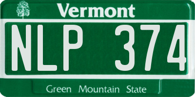 VT license plate NLP374
