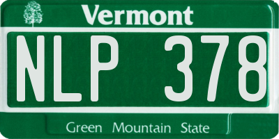 VT license plate NLP378
