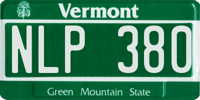 VT license plate NLP380