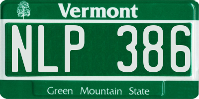 VT license plate NLP386