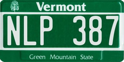 VT license plate NLP387