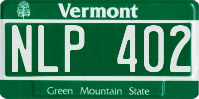 VT license plate NLP402