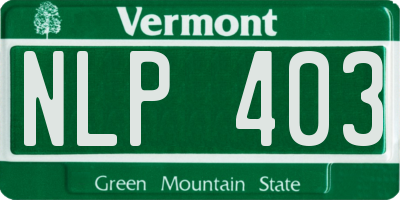 VT license plate NLP403
