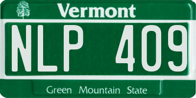 VT license plate NLP409