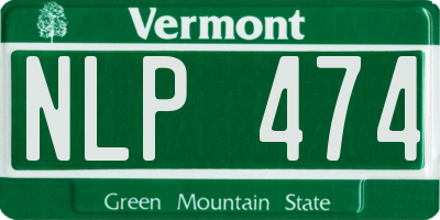 VT license plate NLP474