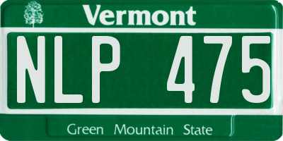 VT license plate NLP475