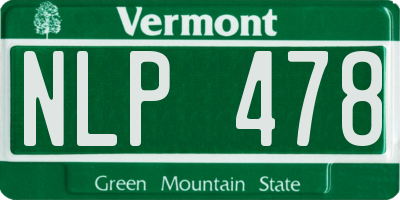 VT license plate NLP478