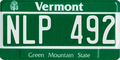 VT license plate NLP492