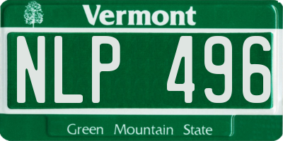 VT license plate NLP496