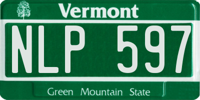 VT license plate NLP597