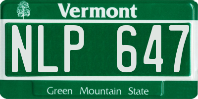 VT license plate NLP647