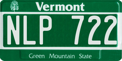 VT license plate NLP722