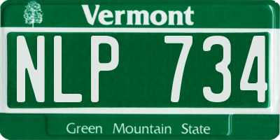 VT license plate NLP734