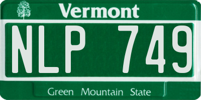 VT license plate NLP749