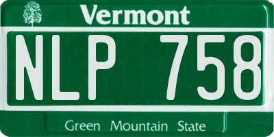 VT license plate NLP758