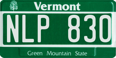 VT license plate NLP830