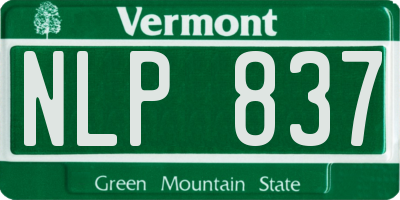 VT license plate NLP837