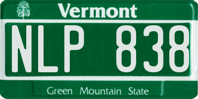 VT license plate NLP838