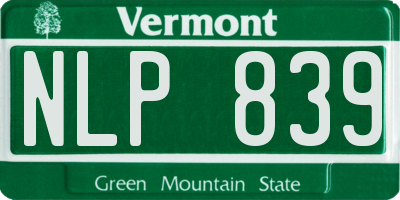 VT license plate NLP839