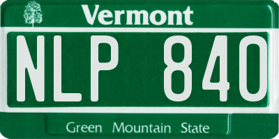 VT license plate NLP840