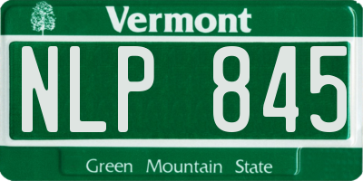 VT license plate NLP845
