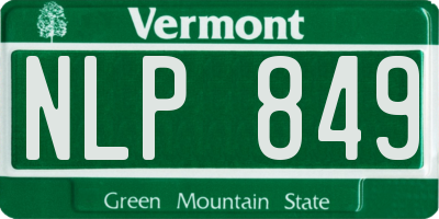 VT license plate NLP849
