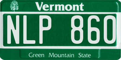 VT license plate NLP860