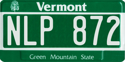VT license plate NLP872