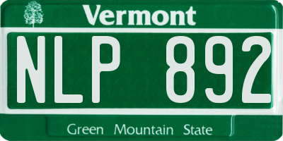 VT license plate NLP892