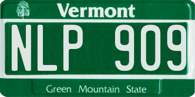 VT license plate NLP909