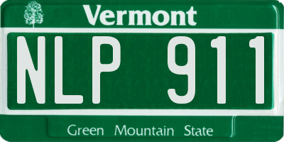 VT license plate NLP911