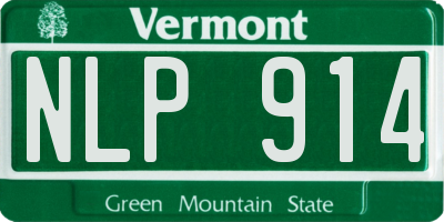 VT license plate NLP914