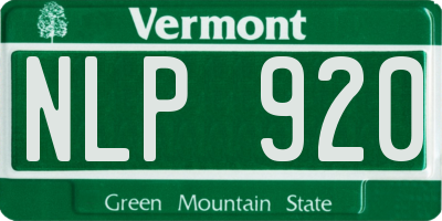 VT license plate NLP920