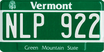 VT license plate NLP922