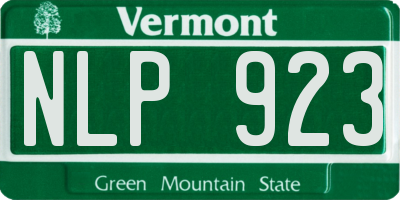 VT license plate NLP923