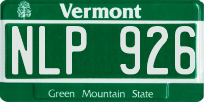 VT license plate NLP926