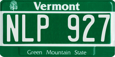 VT license plate NLP927