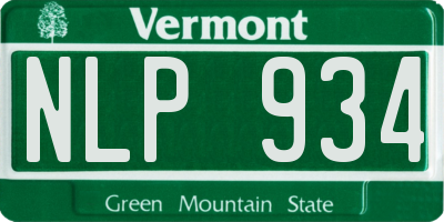 VT license plate NLP934