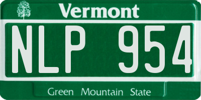 VT license plate NLP954