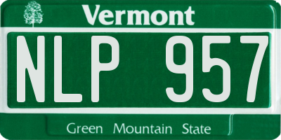 VT license plate NLP957