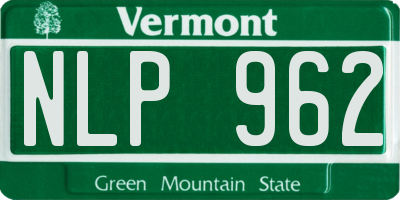 VT license plate NLP962