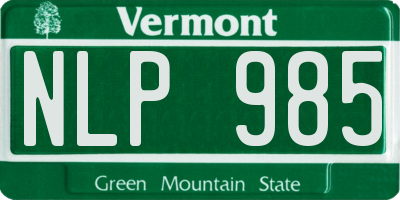 VT license plate NLP985