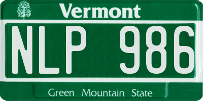 VT license plate NLP986